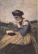 Jean Baptiste Camille  Corot Liseuse dans la campagne (mk11) France oil painting artist